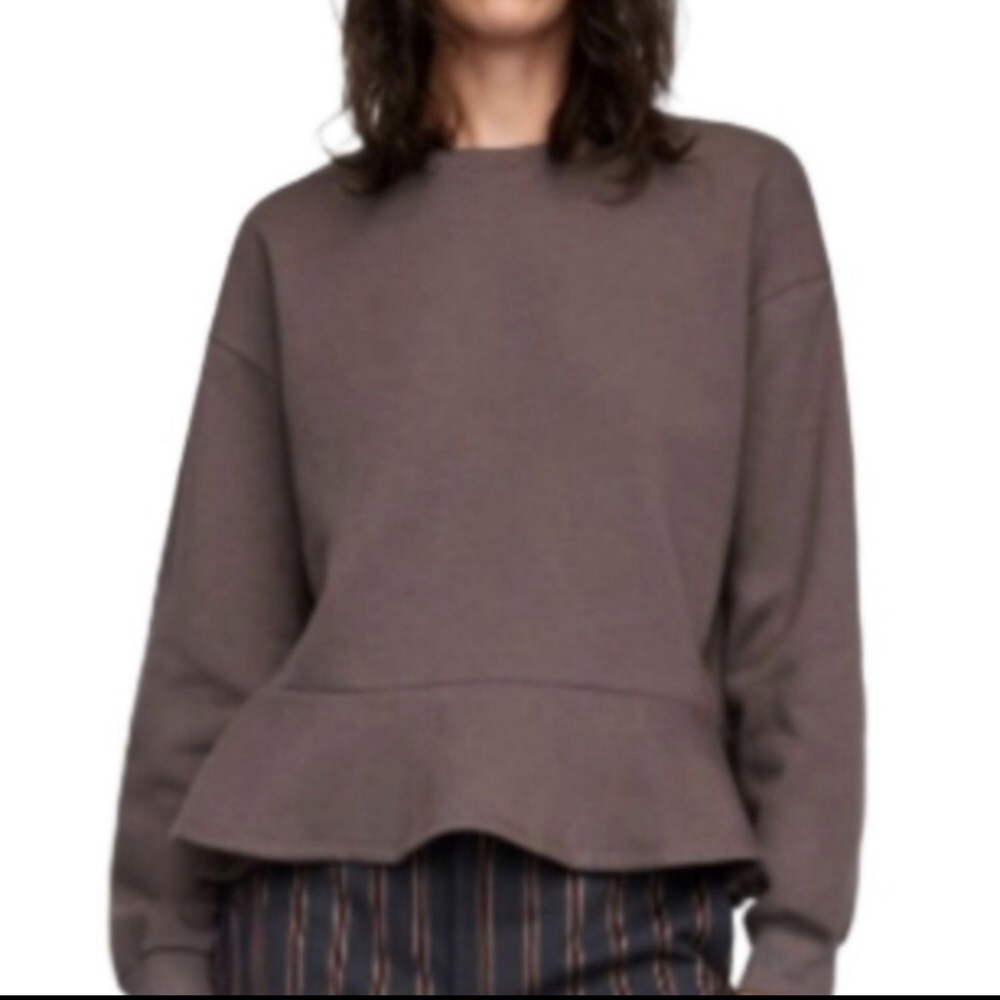 Zara peplum brown sweatshirt size small NWOT